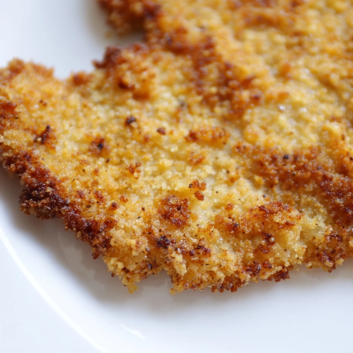 Homemade crispy spicy jalapeño chicken served on a white platter with visible cornmeal breading texture