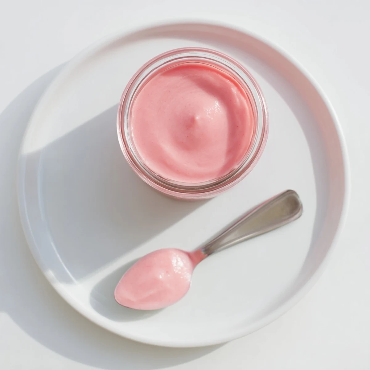 Pink lemon curd draped over a fluffy scone with fresh lemon zest garnish