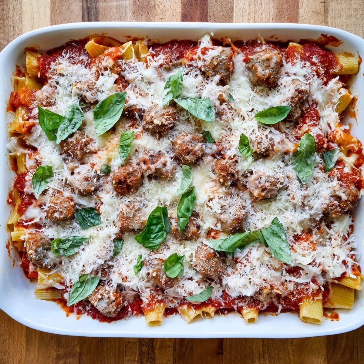 Hearty slow cooker baked ziti featuring ricotta, marinara, and browned Italian sausage