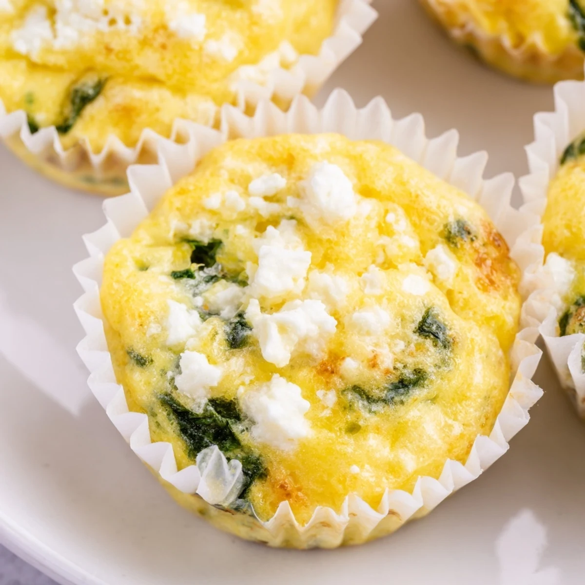 Fluffy spinach and feta egg muffins ready for healthy breakfast meal prep