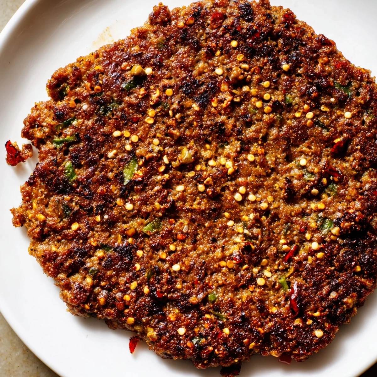 Spiced Pakistani Chapli Kabab served with fresh naan bread and cooling mint yogurt raita