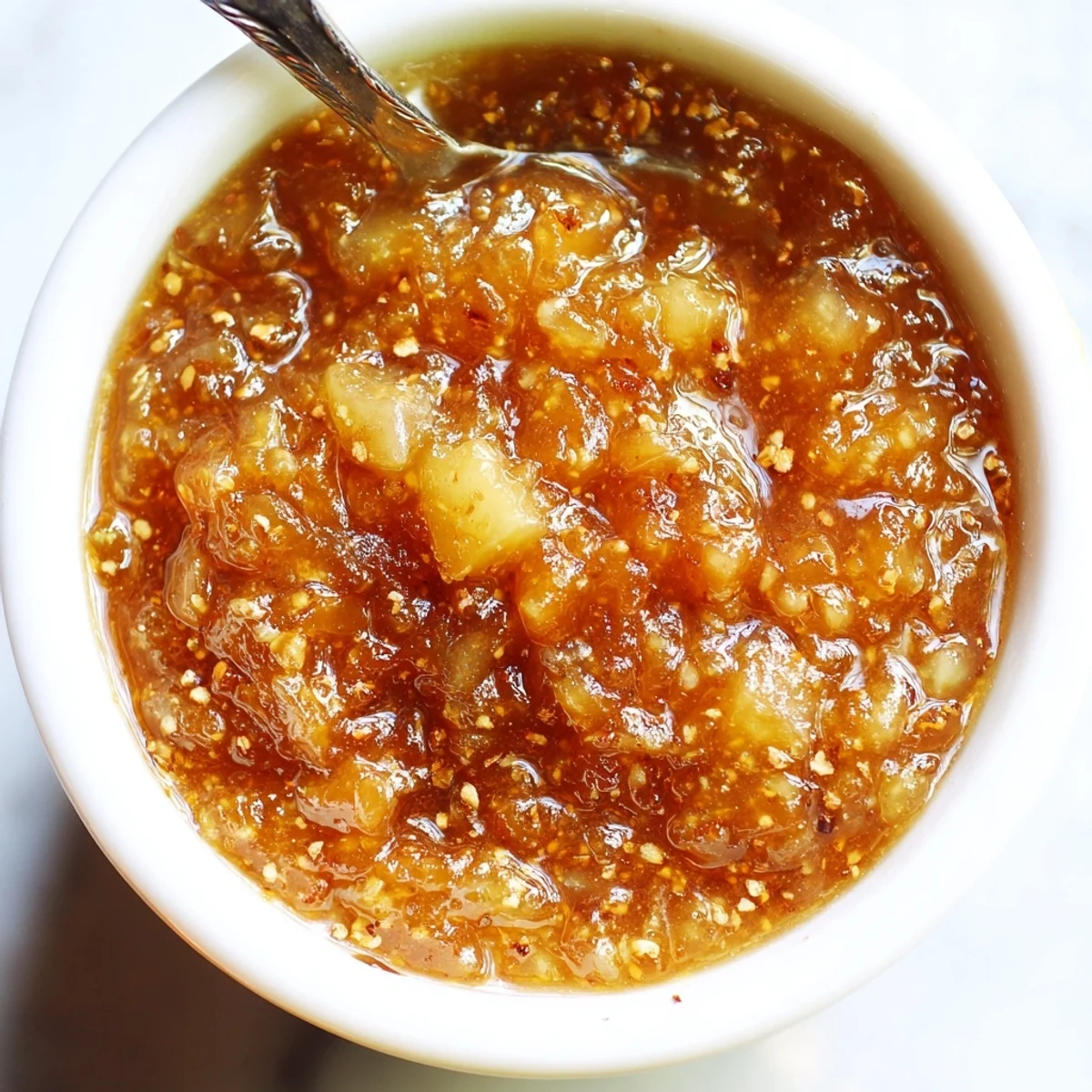 Fall Caramel Apple Jam glistening amber jars, chunky apple texture, cinnamon aroma