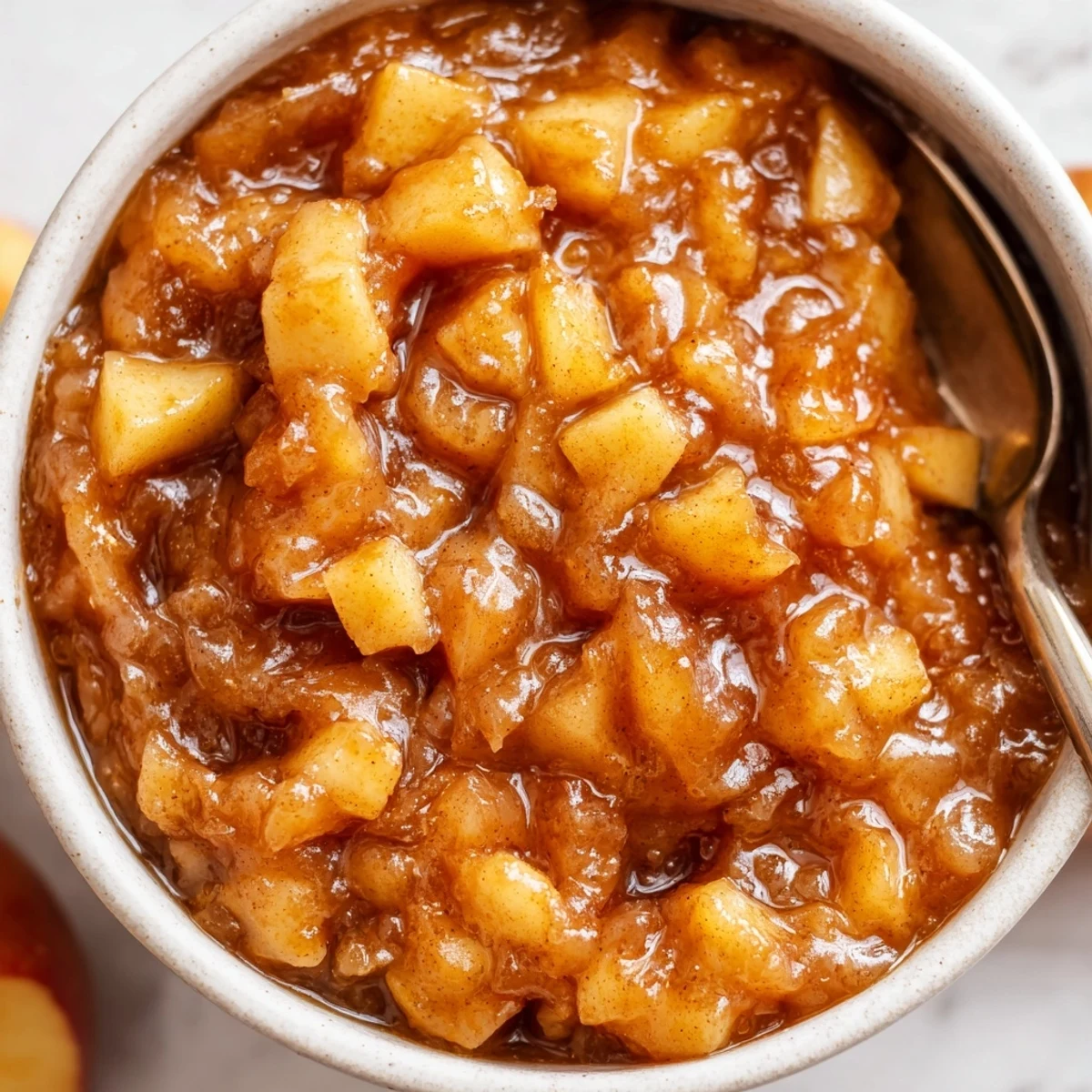 Homemade Fall Caramel Apple Jam spread warm on toast, butter melting