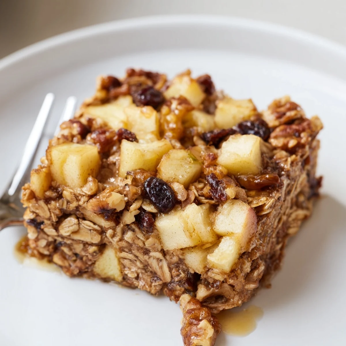 Delicious Apple Cinnamon Oatmeal Bake steaming in a dish, apples bubbling