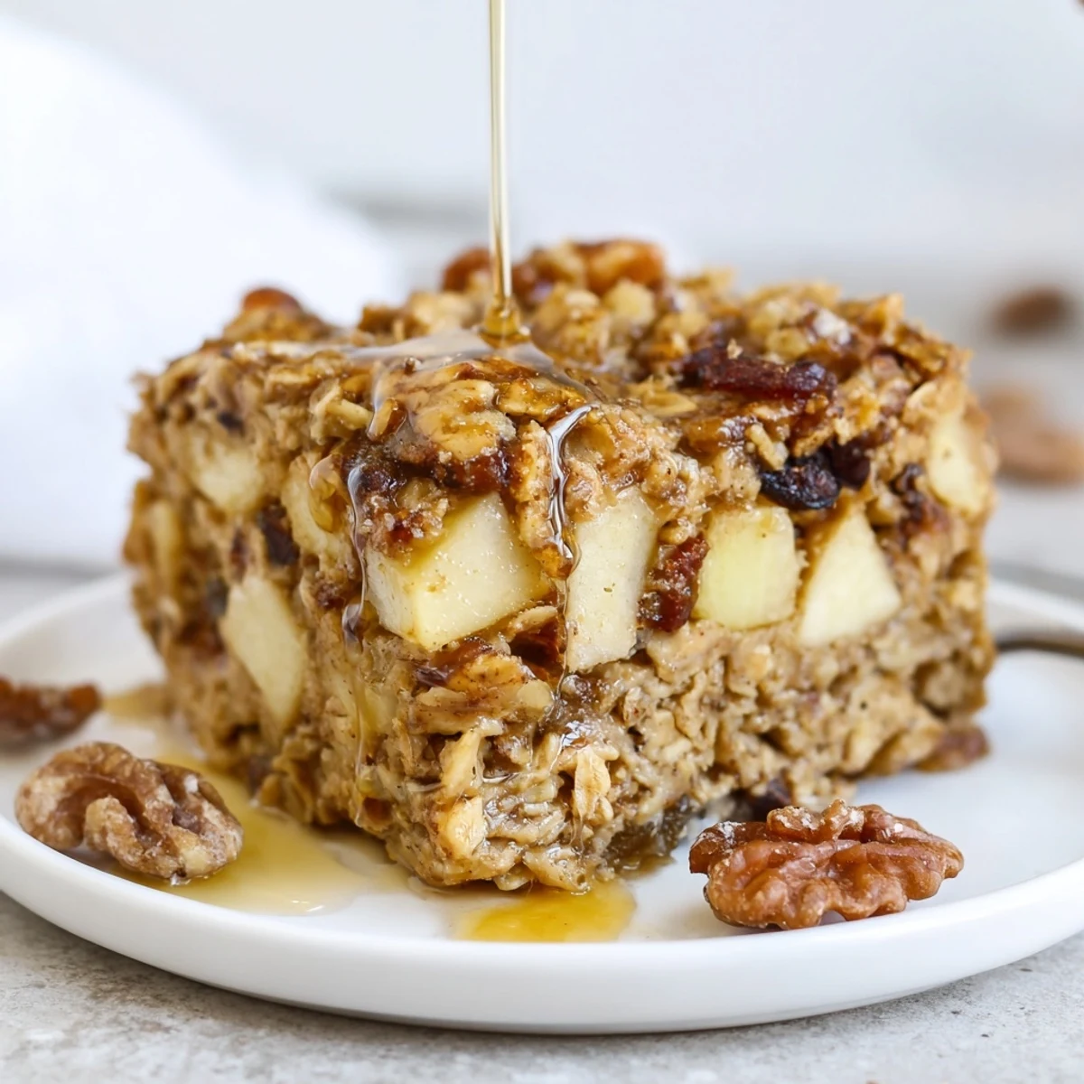 Apple Cinnamon Oatmeal Bake golden crust, warm cinnamon aroma, served with yogurt