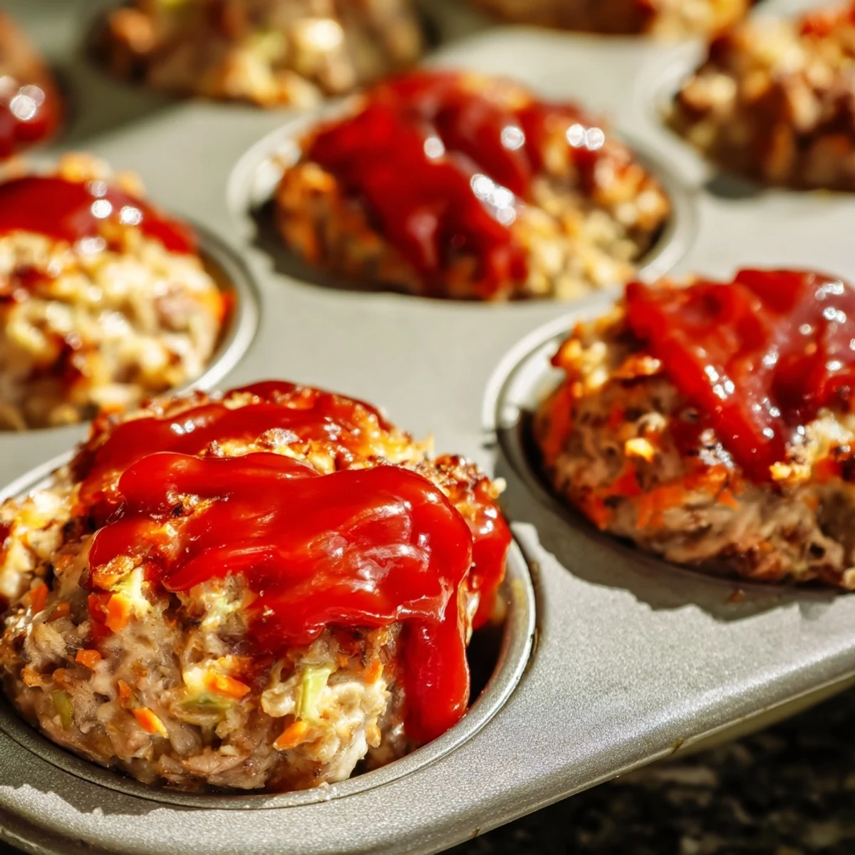 Healthy turkey meatloaf muffins served warm with a light ketchup topping on white surface