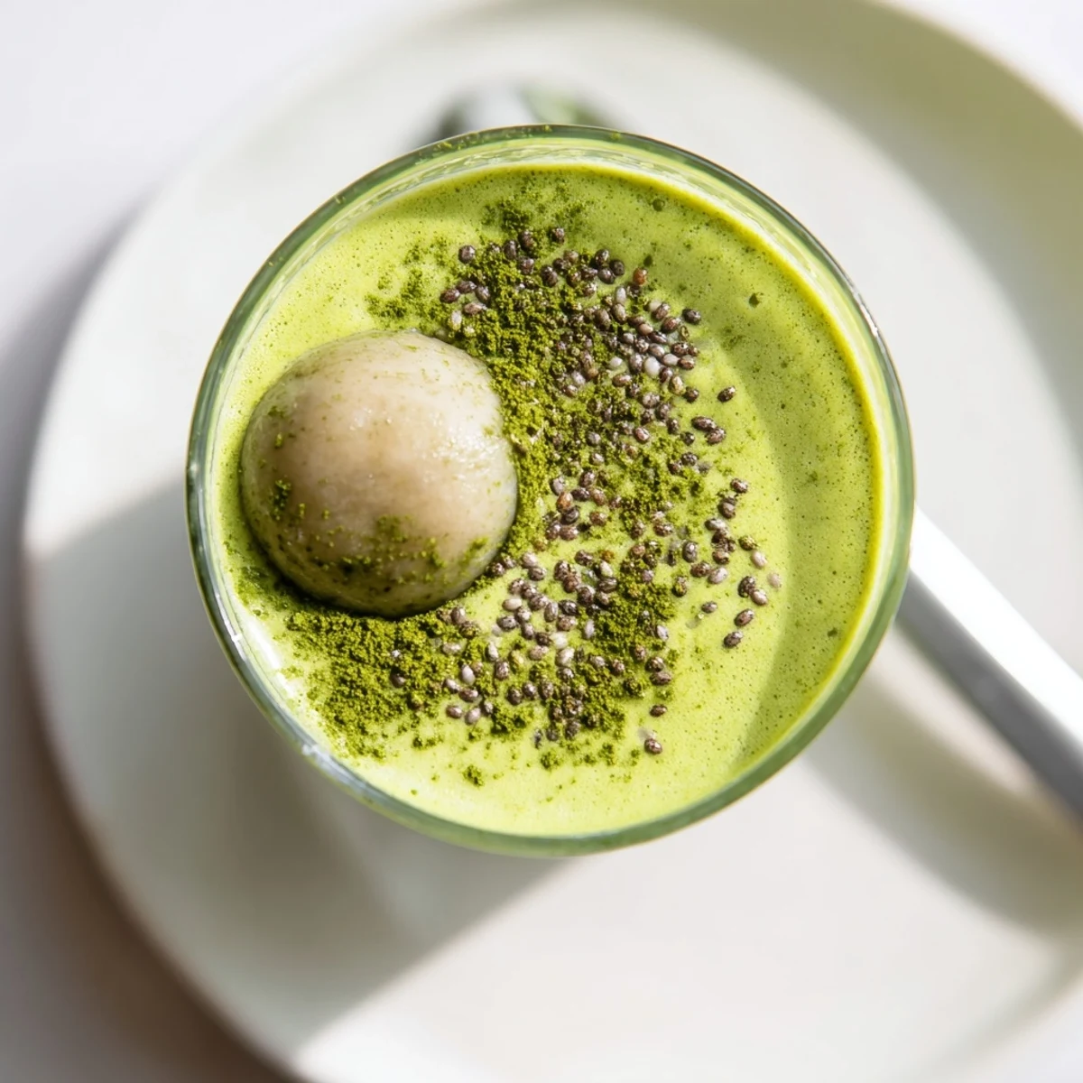 Iced Matcha Smoothie blending vivid green tea flavor with ripe banana