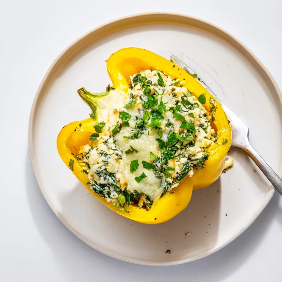Oven-browned Herby Ricotta Stuffed Peppers with lemon zest, garlic, and basil