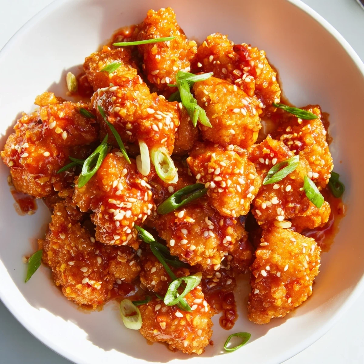 Bite-sized Sweet Tangy Garlicky Bang Bang Chicken tossed in glossy chili sauce