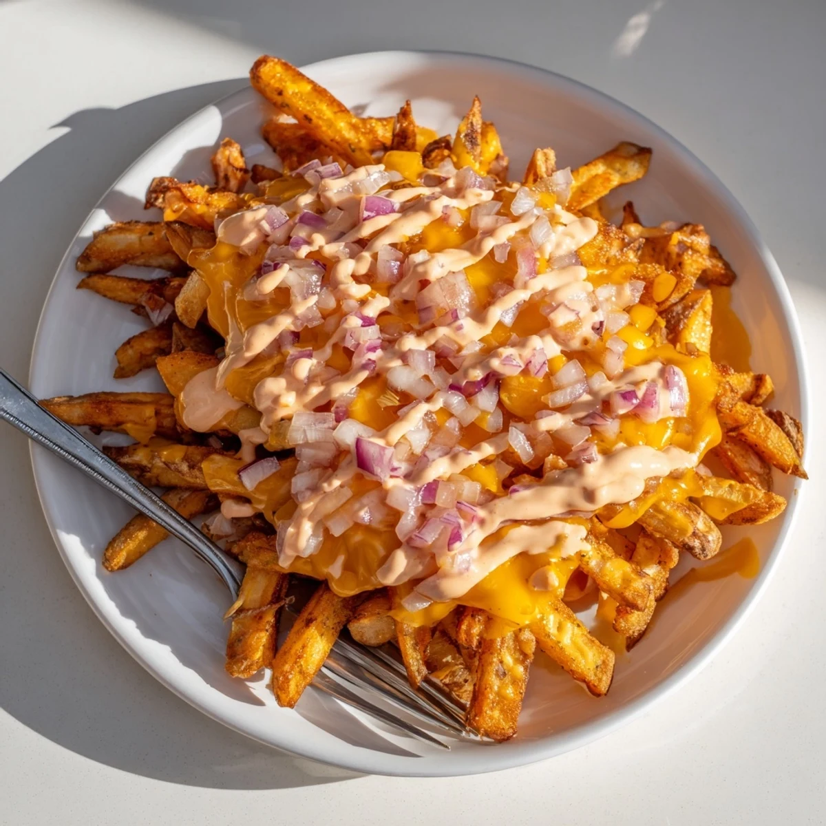 Crispy golden In-N-Out Animal Style fries loaded with melted cheese and tangy sauce