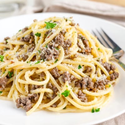 Garlic Butter Beef Pasta